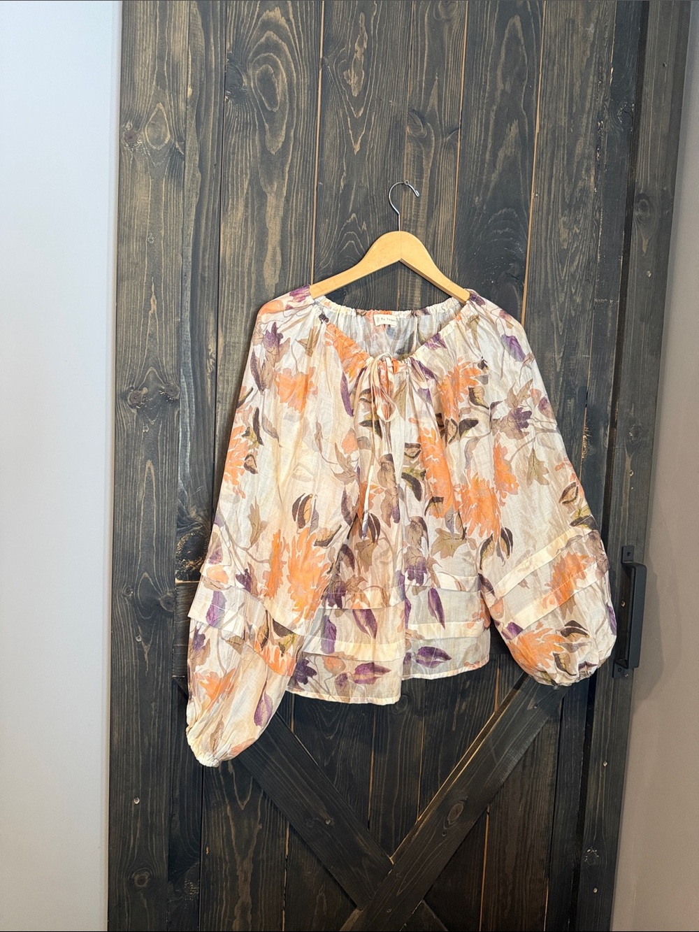 Together Cream Blouse with Orange and Purple Floral Print